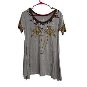 We The Free Gray Graphic T-Shirt with Number 7 size S